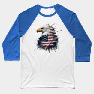 Eagle American Flag Watercolor Baseball T-Shirt